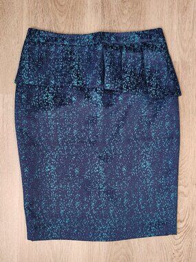 T Tahari Speckled Peplum Skirt size 6 Designer Stretch Office